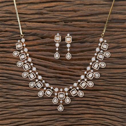 Cubic Zirconia Classic Necklace With Black 2 Tone Rhodium Plating