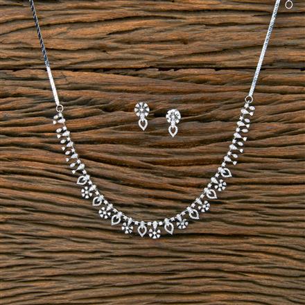 Cubic Zirconia Classic Necklace With 2 Tone Rhodium Plating