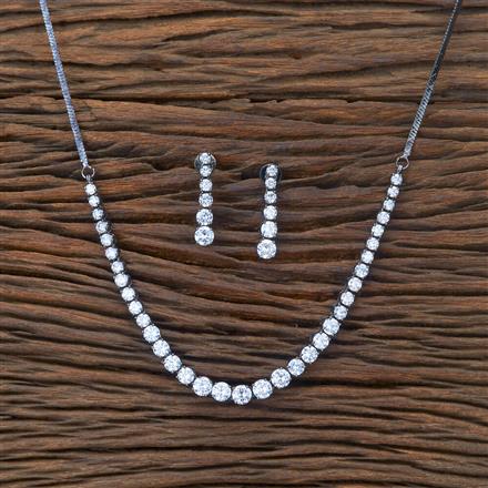 Cubic Zirconia Solitaire Necklace With Black Plating