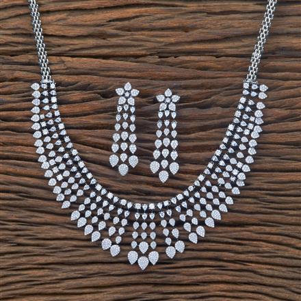 Cubic Zirconia Classic Necklace With Black 2 Tone Rhodium Plating