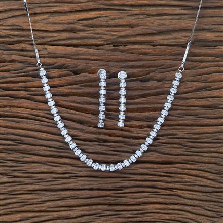 Cubic Zirconia Delicate Necklace With Rhodium Plating