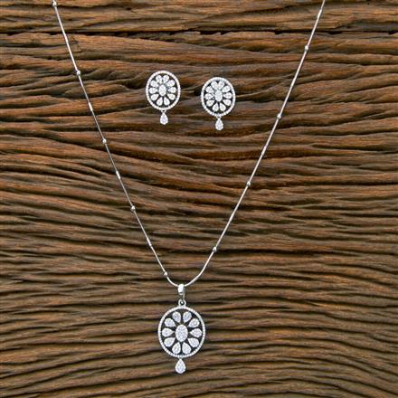 Cubic Zirconia Classic Pendant Set With Rhodium Plating