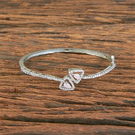 Cubic Zirconia Delicate Kada With Rhodium Plating