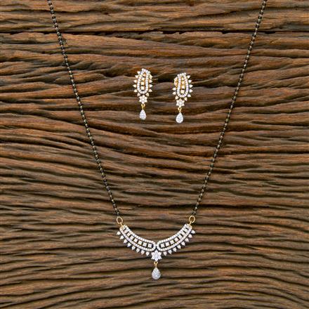 Cubic Zirconia Tanmaniya Mangalsutra With 2 Tone Rhodium Plating