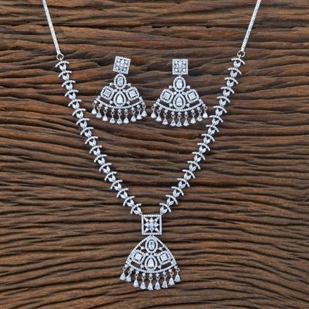 Cubic Zirconia Classic Necklace With 2 Tone Rhodium Plating