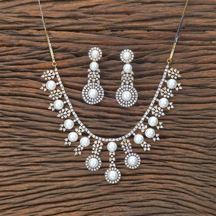 Cubic Zirconia Moti Necklace With Black 2 Tone Rhodium Plating