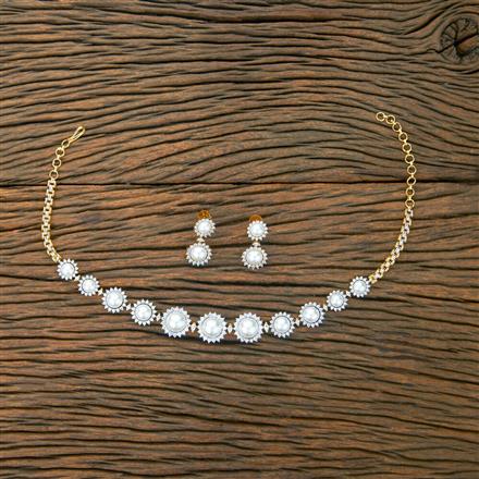 Cubic Zirconia Choker Necklace With Black 2 Tone Rhodium Plating