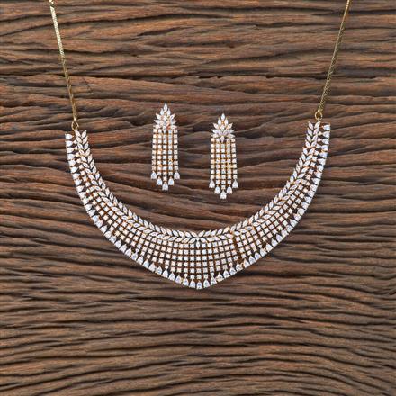 Cubic Zirconia Classic Necklace With Gold 2 Tone Rhodium Plating