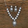 Cubic Zirconia Pearl Necklace With Black Plating