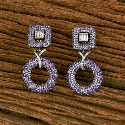 Cubic Zirconia Short Earring With Black Plating