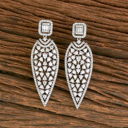 Cubic Zirconia Short Earring With Black 2 Tone Rhodium Plating