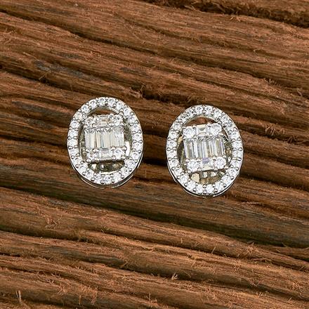 Cubic Zirconia Short Earring With Black 2 Tone Rhodium Plating
