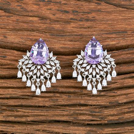 Cubic Zirconia Short Earring With Rhodium Plating