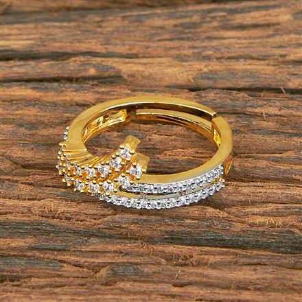 Cubic Zirconia Adjustable Ring With Black 2 Tone Rhodium Plating