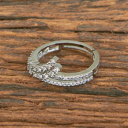 Cubic Zirconia Adjustable Ring With Black 2 Tone Rhodium Plating