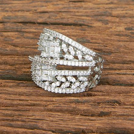 Cubic Zirconia Adjustable Ring With Black 2 Tone Rhodium Plating