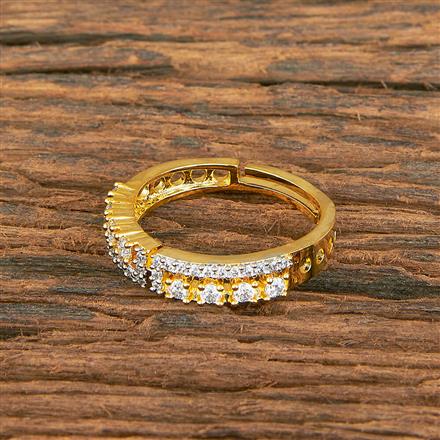 Cubic Zirconia Adjustable Ring With Black 2 Tone Rhodium Plating