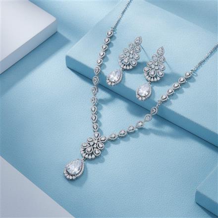 Cubic Zirconia Classic Necklace With Rhodium Plating