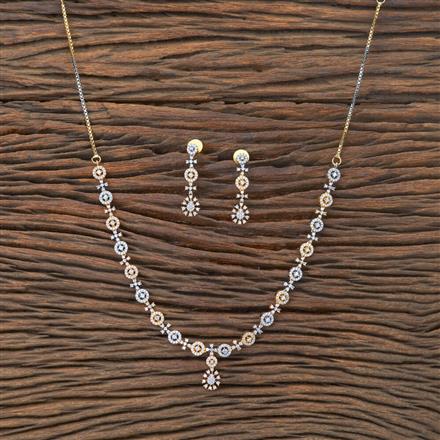 Cubic Zirconia Delicate Necklace With Black 2 Tone Rhodium Plating