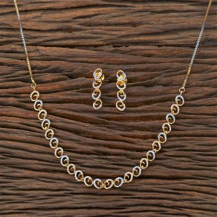 Cubic Zirconia Delicate Necklace With Black 2 Tone Rhodium Plating