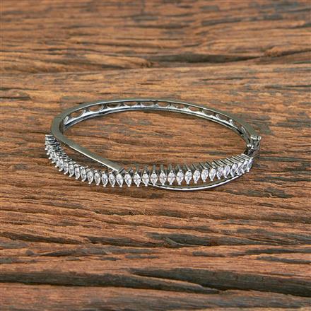 Cubic Zirconia Delicate Kada With Black 2 Tone Rhodium Plating