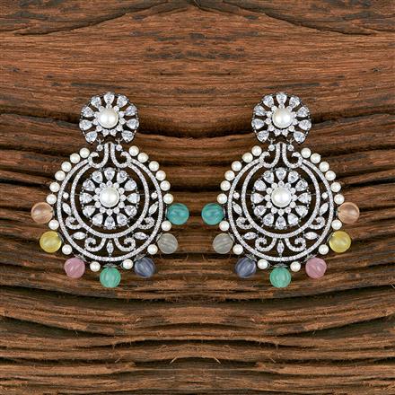 Cubic Zirconia Pearl Earring With Black Plating