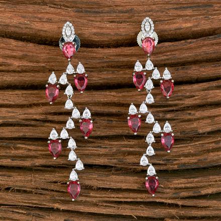 Cubic Zirconia Long Earring With Rhodium Plating