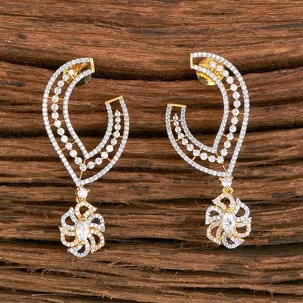 Cubic Zirconia Classic Earring With Black 2 Tone Rhodium Plating