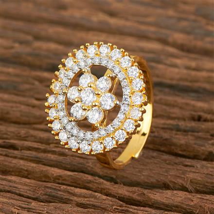 Cz Adjustable Ring With 2 Tone Rhodium Plating