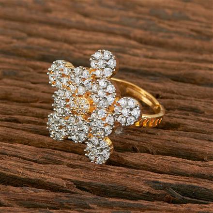 Cz Adjustable Ring With Black Rose 2 Tone Rhodium Plating