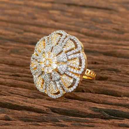 Cz Adjustable Ring With Black 2 Tone Rhodium Plating