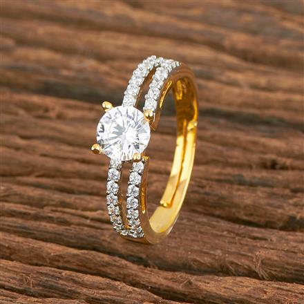 Cz Adjustable Ring With 2 Tone Rhodium Plating