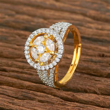 Cz Adjustable Ring With 2 Tone Rhodium Plating