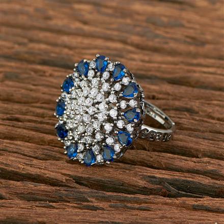 Cz Adjustable Ring With Black Plating