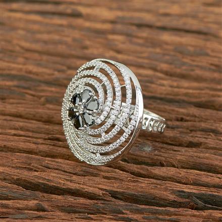 Cz Adjustable Ring With Rhodium Plating