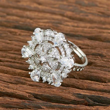 Cz Adjustable Ring With Rhodium Plating