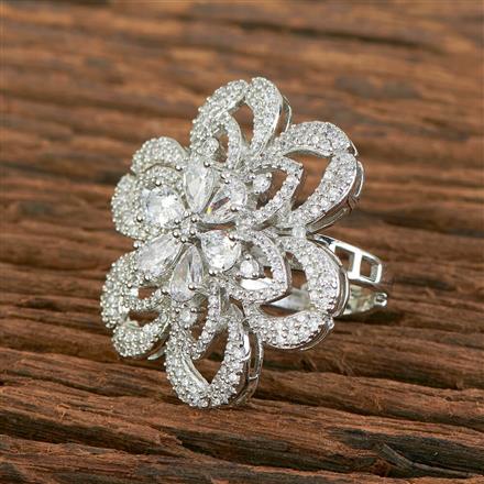 Cz Adjustable Ring With Rhodium Plating