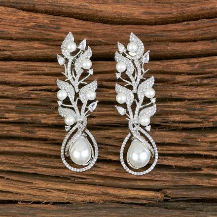 Cz Pearl Earring With Rhodium Plating