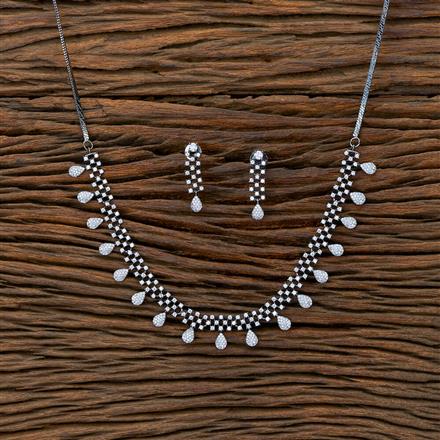 Cz Delicate Necklace With Black 2 Tone Rhodium Plating