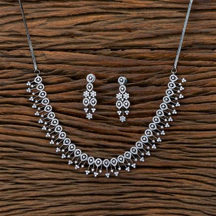 Cz Classic Necklace With Black 2 Tone Rhodium Plating