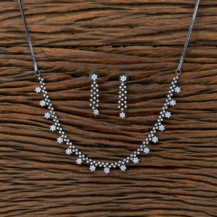 Cz Delicate Necklace With Black 2 Tone Rhodium Plating