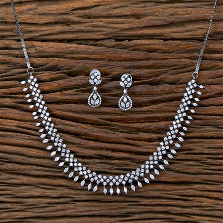 Cz Delicate Necklace With Black 2 Tone Rhodium Plating