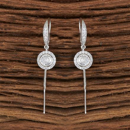 Cz Delicate Earring With Rhodium Plating