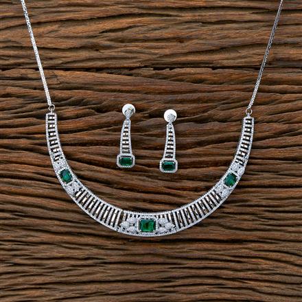 Cz Classic Necklace With Rhodium Plating