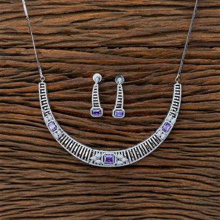Cz Classic Necklace With Rhodium Plating