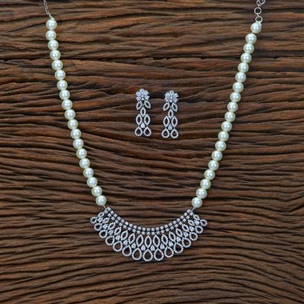 Cz Mala Necklace With 2 Tone Rhodium Plating