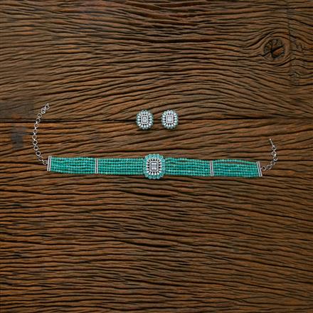 Cz Bandhai Necklace With Rhodium Plating