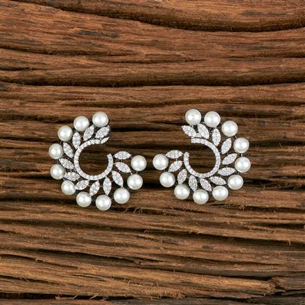 Cz Classic Earring With Black 2 Tone Rhodium Plating