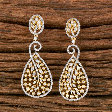 Cz Classic Earring With 2 Tone Rhodium Plating