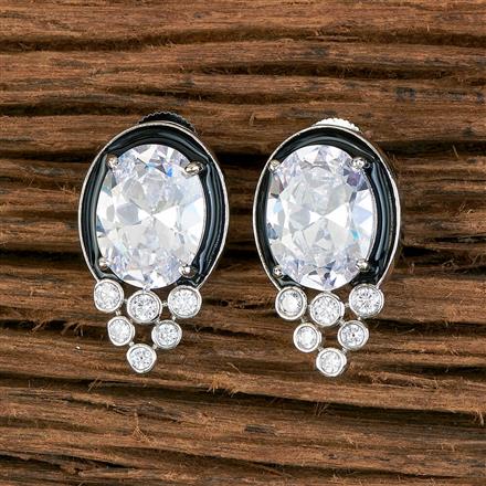 Cz Short Earring With Rhodium Plating